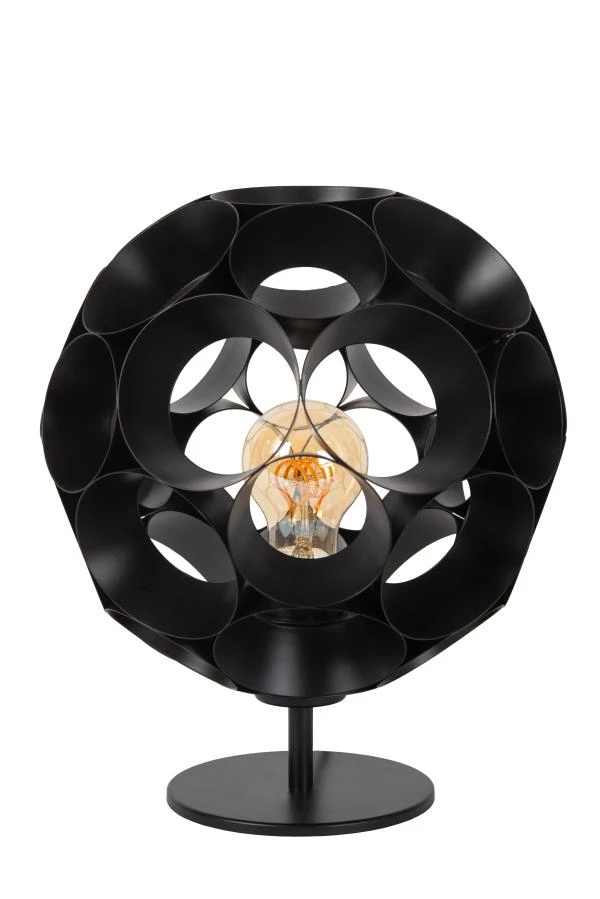 Lucide HANNELORE - Tafellamp - Ø 25 cm - 1xE27 - Zwart - uitgezet